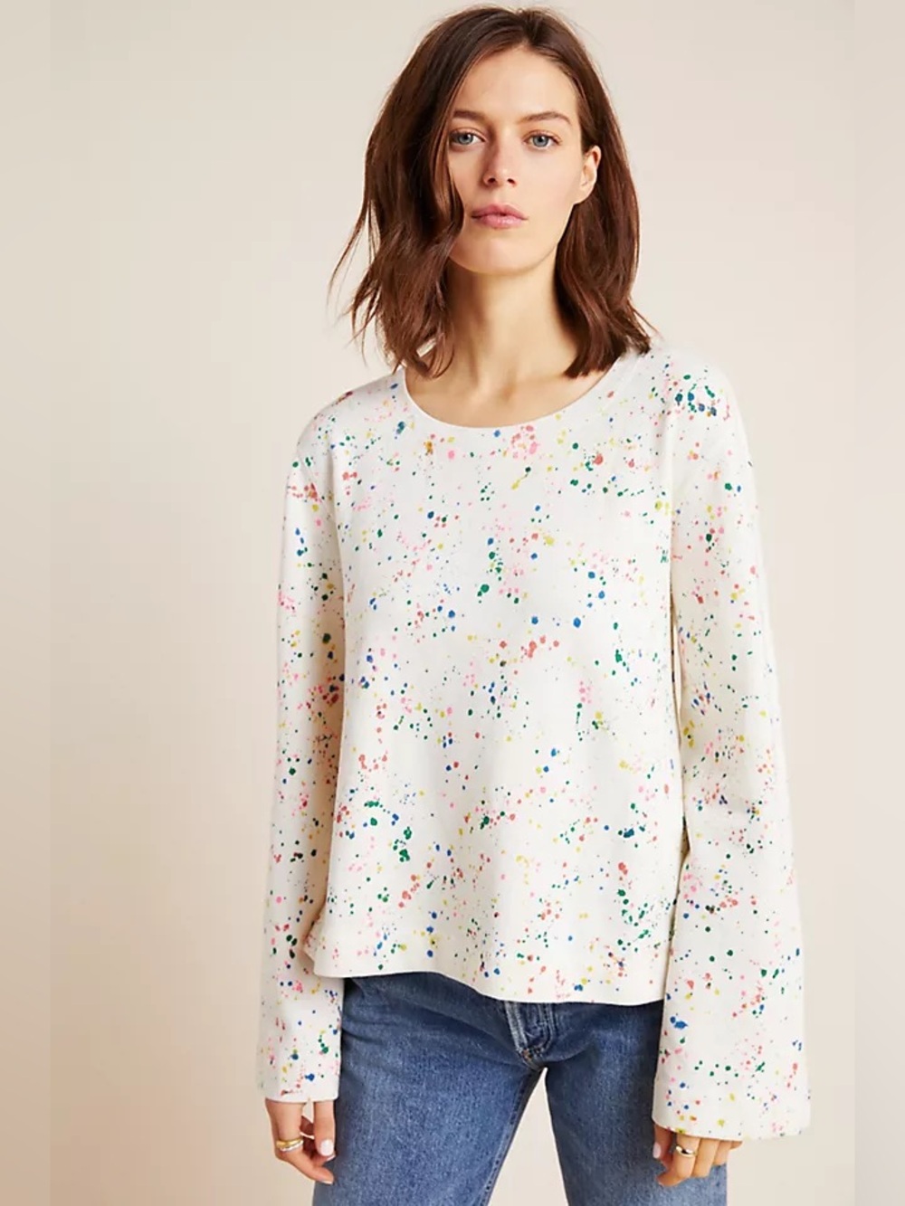 Anthropologie Maeve Jamie Paint-Speckled Sweatshirt (Price Firm)